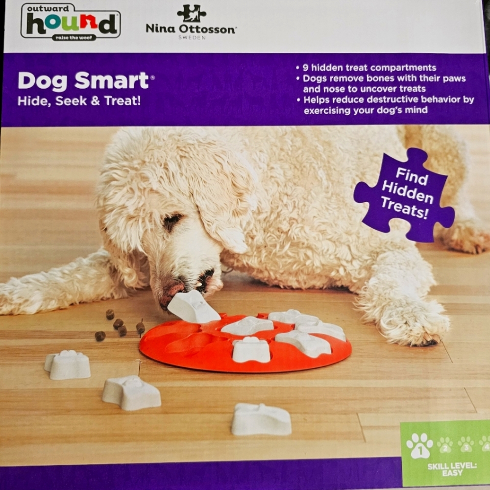 Outward Hound dog puzzle USED AND sanitized, ONE PIECE IS MISSING.